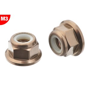 Team Corally - Aluminium Nylstop Nut - M3 - Flanged - Gun Metal - 10 pcs