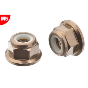 Team Corally - Aluminium Nylstop Nut - M5 - Flanged - Gun Metal - 10 pcs