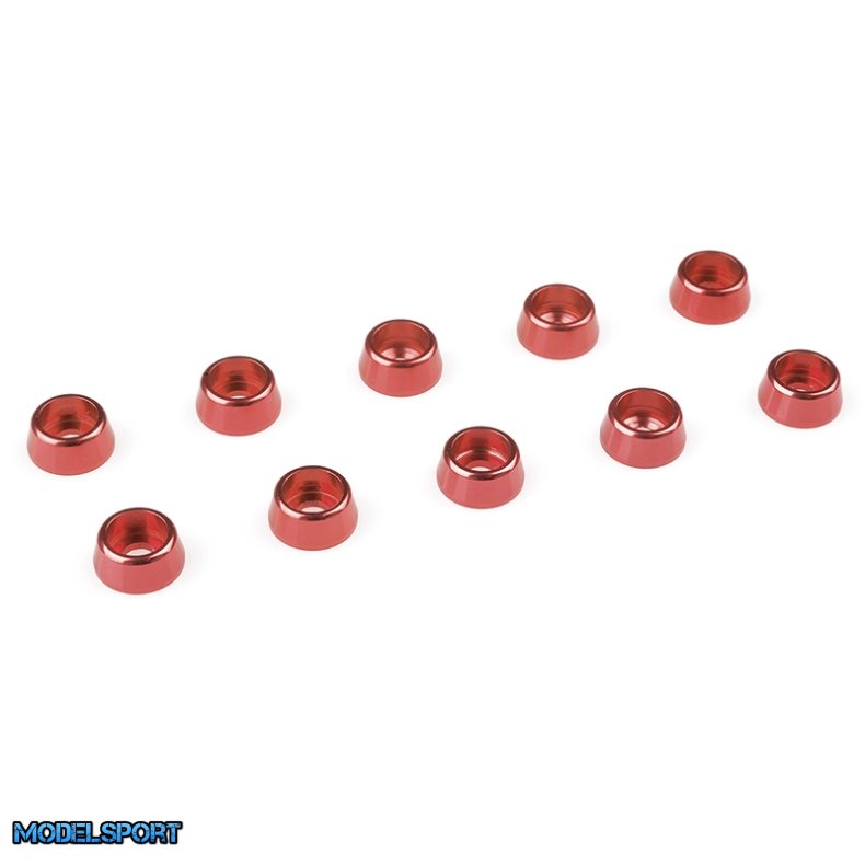 Team Corally - Aluminium Washer - for M2.5 Socket Head Screws - OD=7mm - Red - 10 pcs