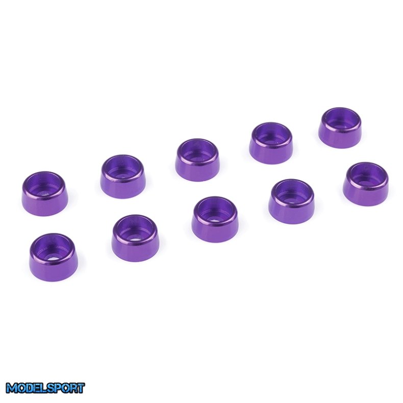 Team Corally - Aluminium Washer - for M3 Socket Head Screws - OD=8mm - Purple - 10 pcs