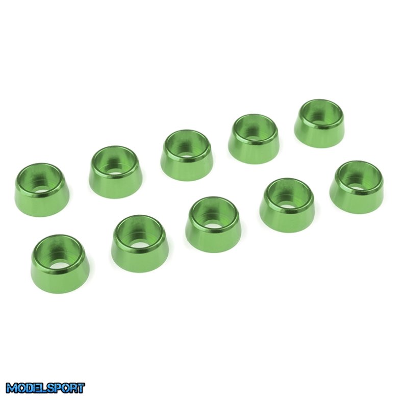 Team Corally - Aluminium Washer - for M4 Socket Head Screws - OD=10mm - Green - 10 pcs