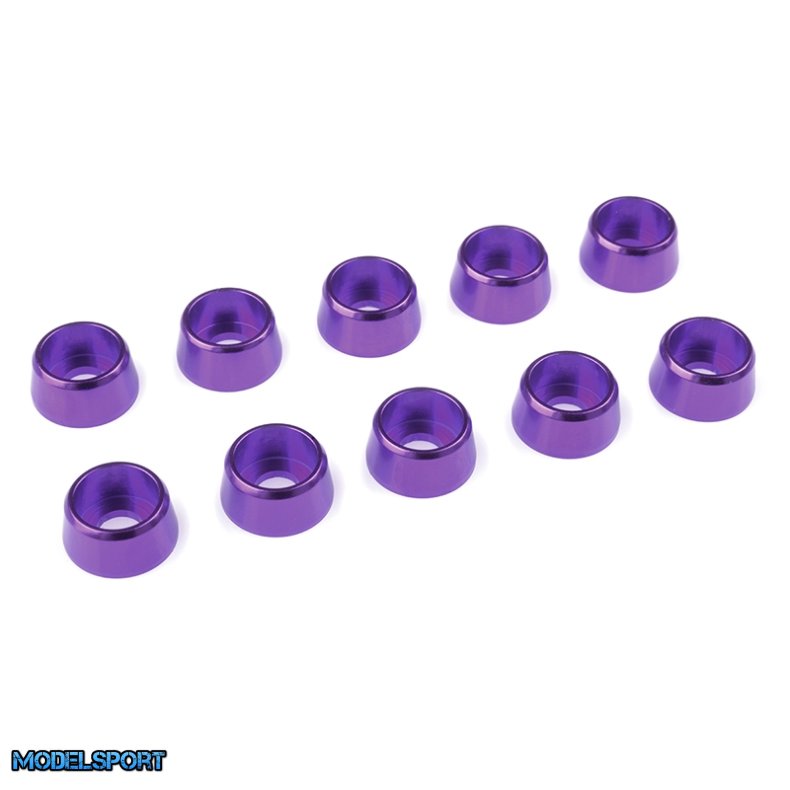 Team Corally - Aluminium Washer - for M4 Socket Head Screws - OD=10mm - Purple - 10 pcs