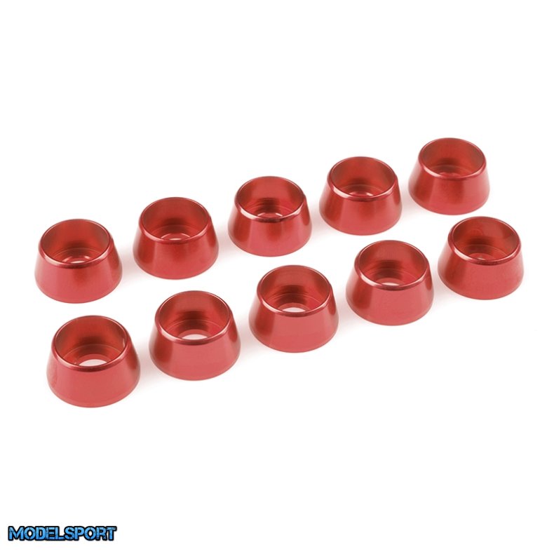 Team Corally - Aluminium Washer - for M5 Socket Head Screws - OD=12mm - Red - 10 pcs
