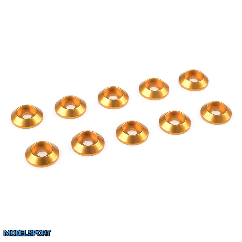 Team Corally - Aluminium Washer - for M3 Button Head Screws - OD=10mm - Gold - 10 pcs