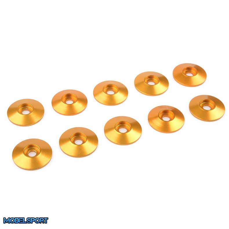 Team Corally - Aluminium Washer - for M3 Button Head Screws - OD=15mm - Gold - 10 pcs