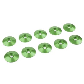 Team Corally - Aluminium Washer - for M3 Button Head Screws - OD=15mm - Green - 10 pcs