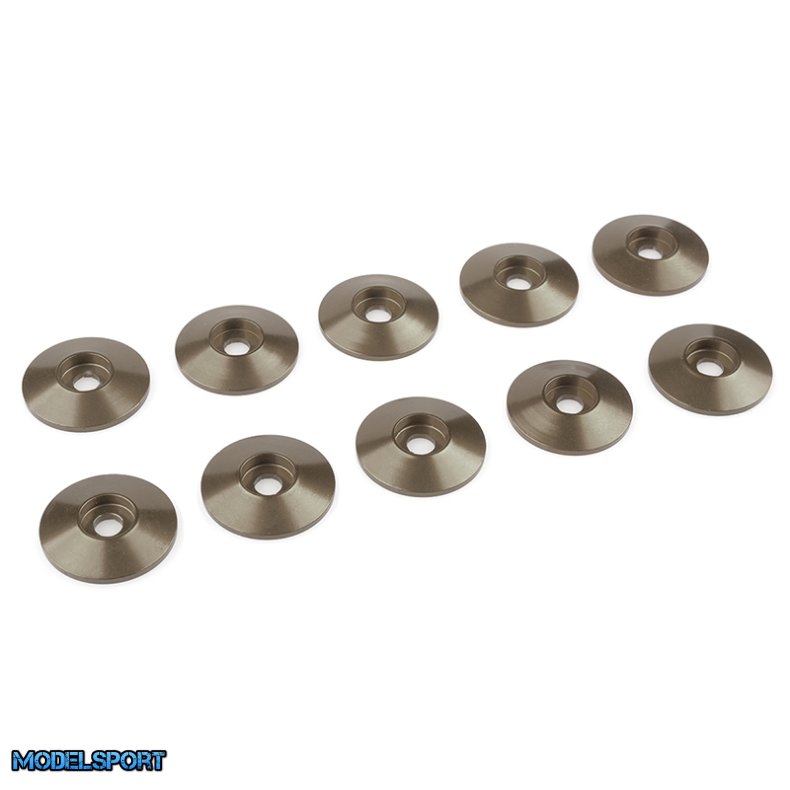 Team Corally - Aluminium Washer - for M3 Button Head Screws - OD=15mm - Gun Metal - 10 pcs