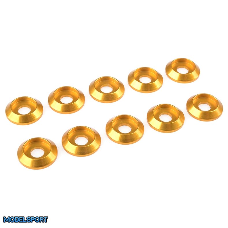 Team Corally - Aluminium Washer - for M4 Button Head Screws - OD=12mm - Gold - 10 pcs