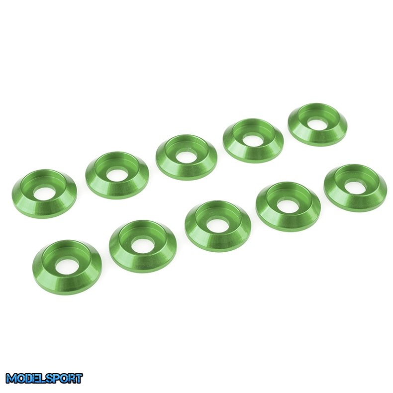 Team Corally - Aluminium Washer - for M4 Button Head Screws - OD=12mm - Green - 10 pcs