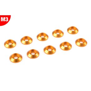 Team Corally - Aluminium Washer - for M3 Button Head Screws - OD=10mm - Gold - 10 pcs