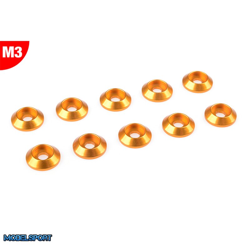 Team Corally - Aluminium Washer - for M3 Button Head Screws - OD=10mm - Gold - 10 pcs