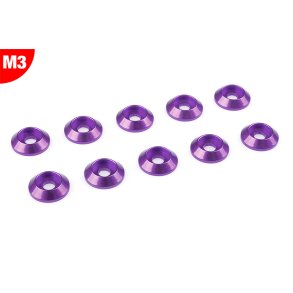 Team Corally - Aluminium Washer - for M3 Button Head Screws - OD=10mm - Purple - 10 pcs