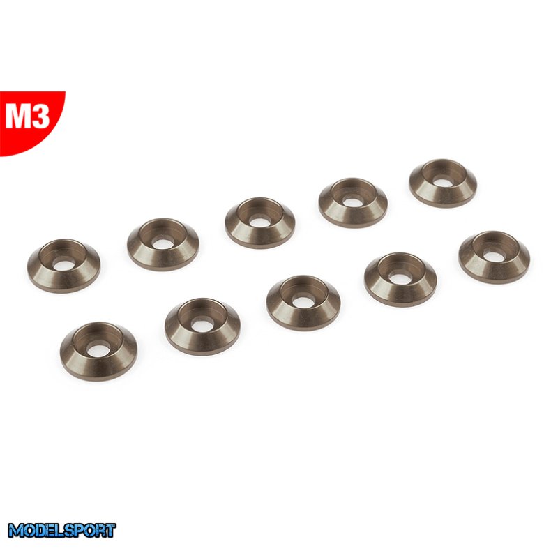 Team Corally - Aluminium Washer - for M3 Button Head Screws - OD=10mm - Gun Metal - 10 pcs