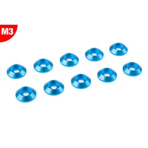 Team Corally - Aluminium Washer - for M3 Button Head Screws - OD=10mm - Blue - 10 pcs