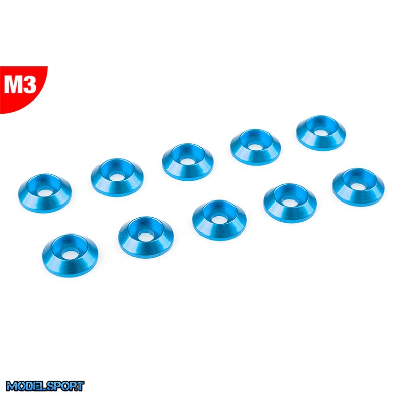 Team Corally - Aluminium Washer - for M3 Button Head Screws - OD=10mm - Blue - 10 pcs
