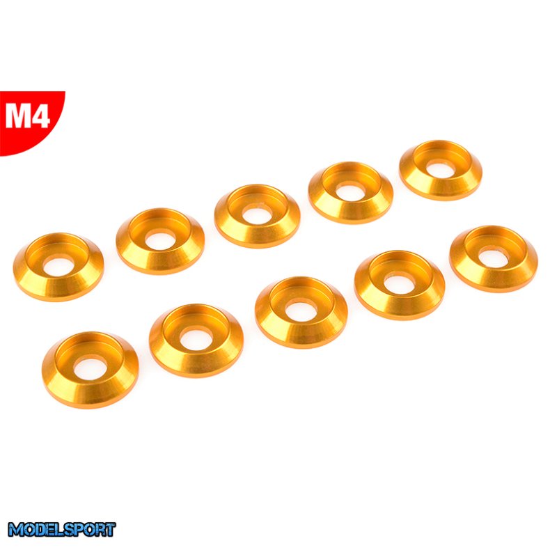 Team Corally - Aluminium Washer - for M4 Button Head Screws - OD=12mm - Gold - 10 pcs