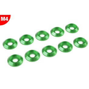 Team Corally - Aluminium Washer - for M4 Button Head Screws - OD=12mm - Green - 10 pcs