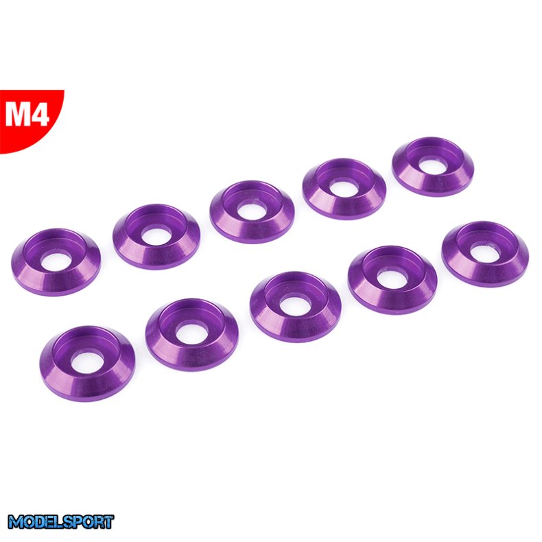 Team Corally - Aluminium Washer - for M4 Button Head Screws - OD=12mm - Purple - 10 pcs