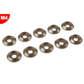 Team Corally - Aluminium Washer - for M4 Button Head Screws - OD=12mm - Gun Metal - 10 pcs