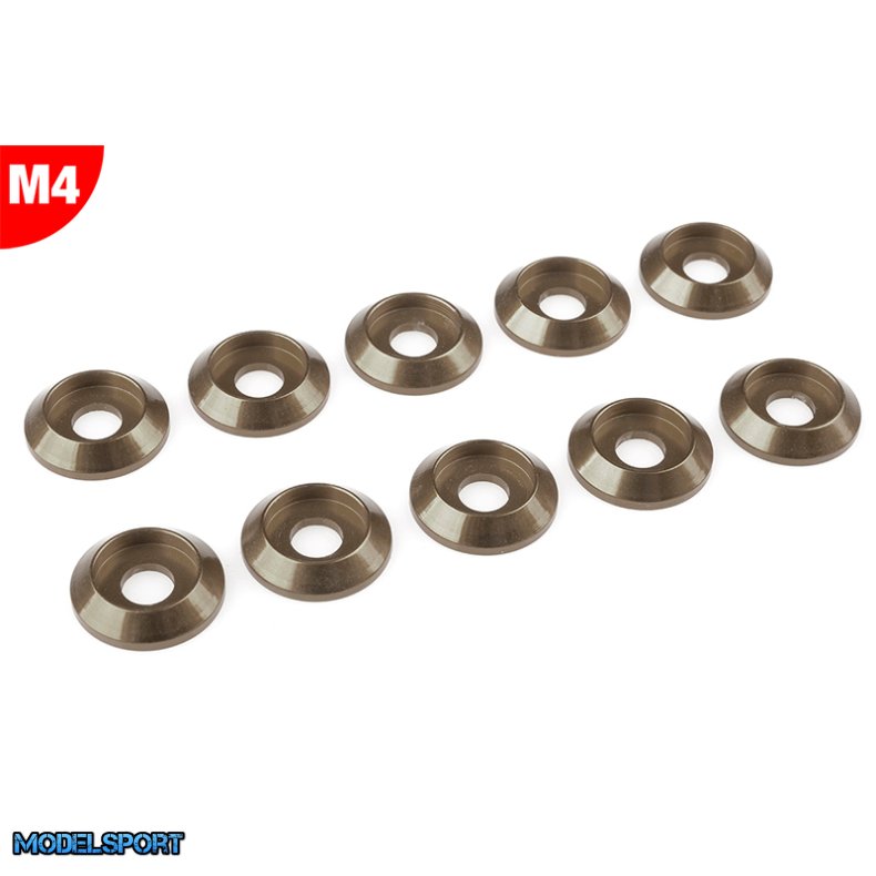 Team Corally - Aluminium Washer - for M4 Button Head Screws - OD=12mm - Gun Metal - 10 pcs