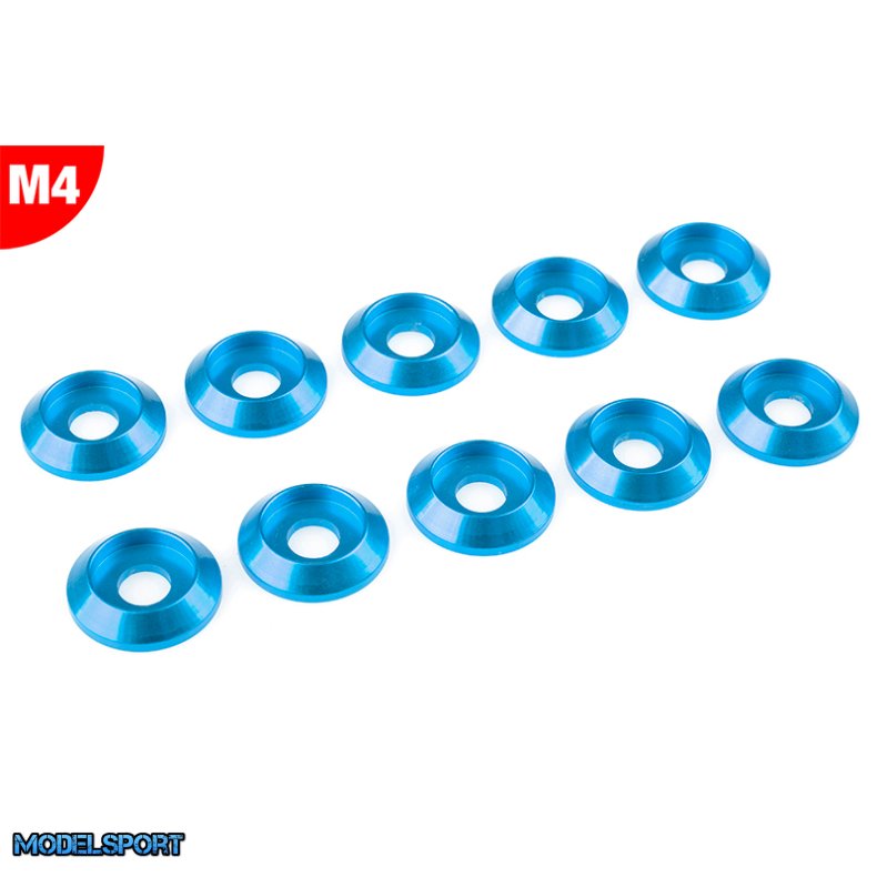 Team Corally - Aluminium Washer - for M4 Button Head Screws - OD=12mm - Blue - 10 pcs