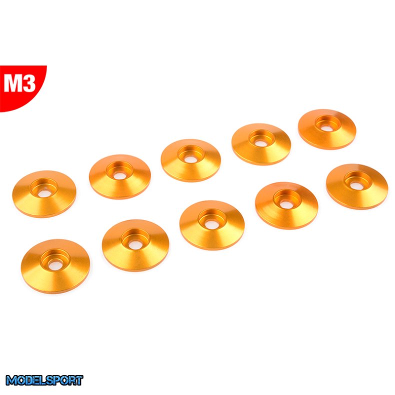 Team Corally - Aluminium Washer - for M3 Button Head Screws - OD=15mm - Gold - 10 pcs