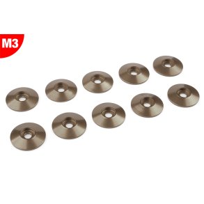 Team Corally - Aluminium Washer - for M3 Button Head Screws - OD=15mm - Gun Metal - 10 pcs