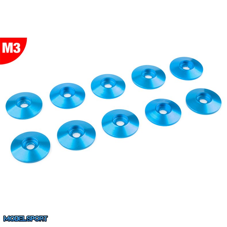 Team Corally - Aluminium Washer - for M3 Button Head Screws - OD=15mm - Blue - 10 pcs