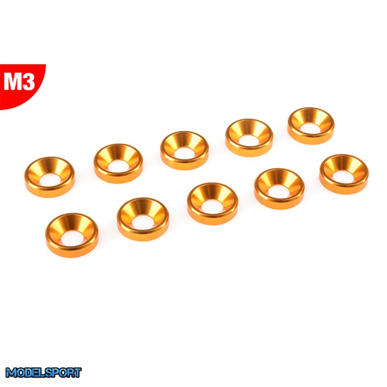 Team Corally - Aluminium Washer - for M3 Flat Head Screws - OD=8mm - Gold - 10 pcs