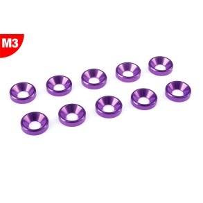 Team Corally - Aluminium Washer - for M3 Flat Head Screws - OD=8mm - Purple - 10 pcs