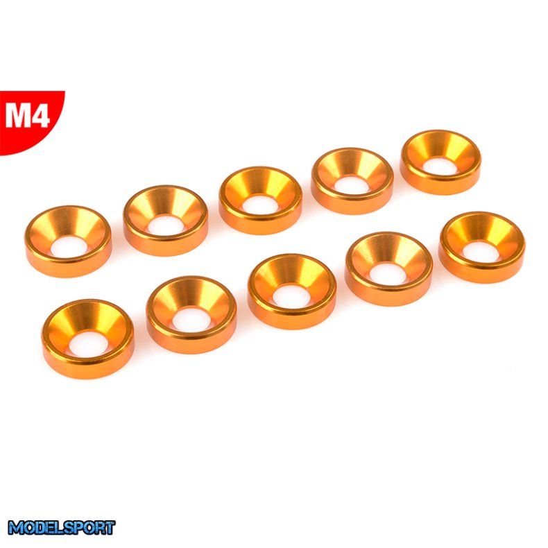 Team Corally - Aluminium Washer - for M4 Flat Head Screws - OD=10mm - Gold - 10 pcs