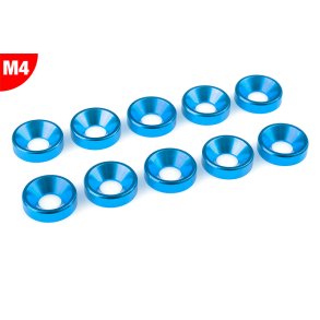 Team Corally - Aluminium Washer - for M4 Flat Head Screws - OD=10mm - Blue - 10 pcs