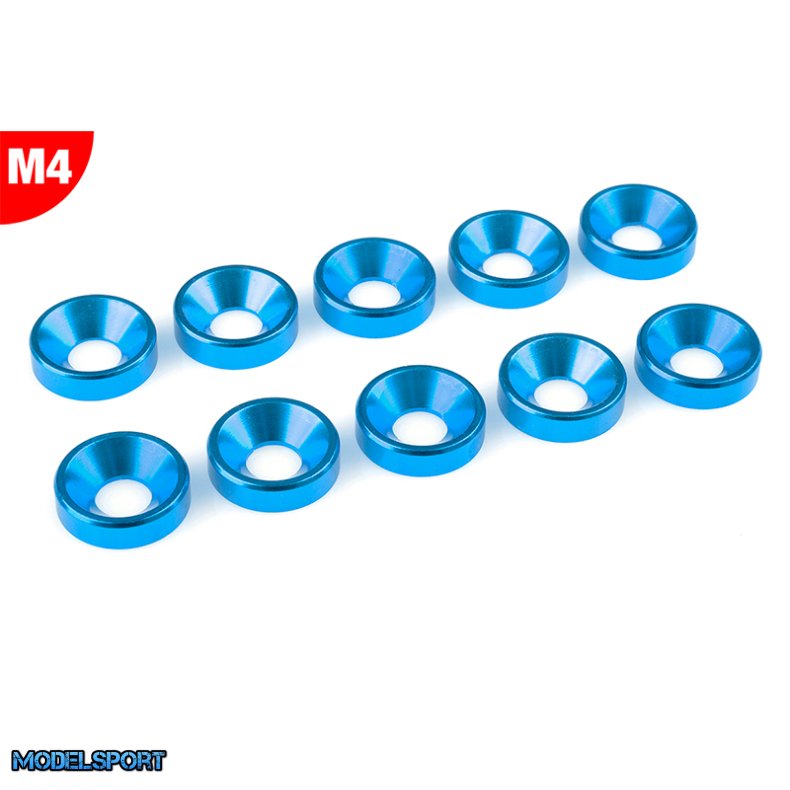 Team Corally - Aluminium Washer - for M4 Flat Head Screws - OD=10mm - Blue - 10 pcs