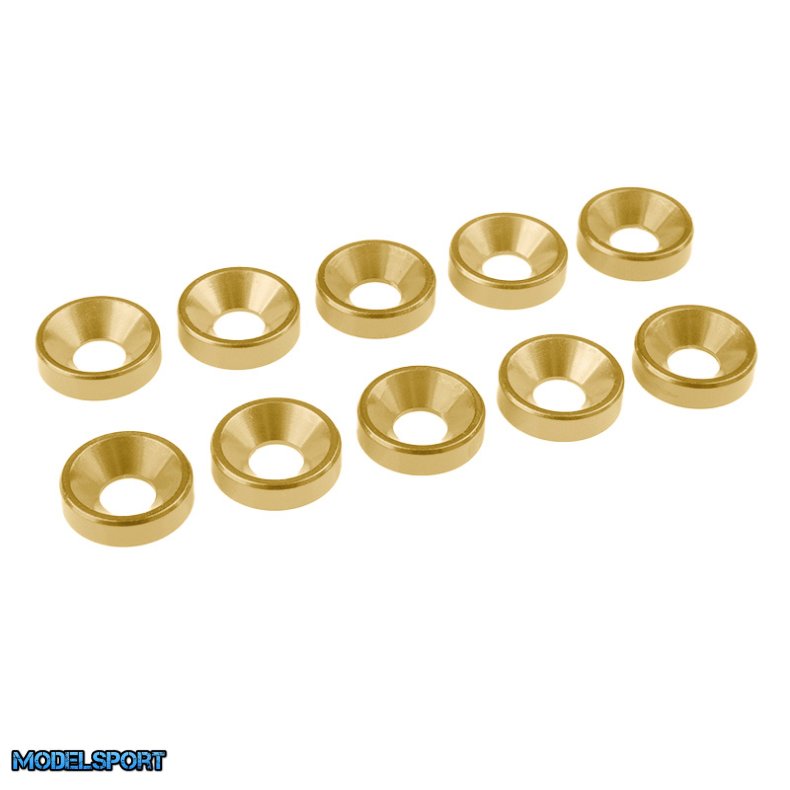 Team Corally - M4 Flat Head Washer - Aluminum - LE - 10 Pcs