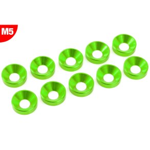 Team Corally - Aluminium Washer - for M5 Flat Head Screws - OD=12mm - Green - 10 pcs