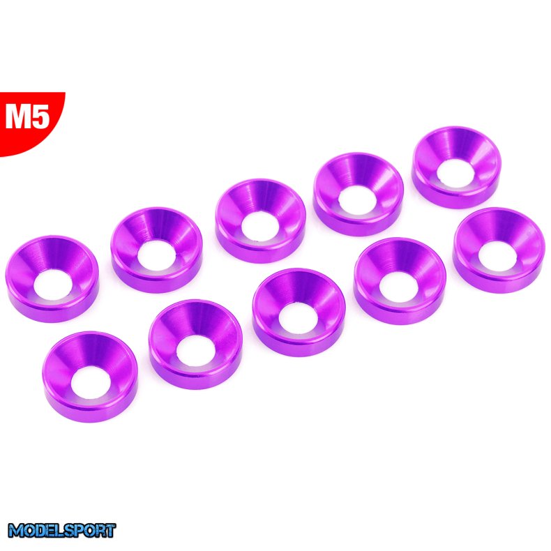 Team Corally - Aluminium Washer - for M5 Flat Head Screws - OD=12mm - Purple - 10 pcs