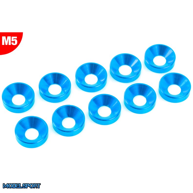 Team Corally - Aluminium Washer - for M5 Flat Head Screws - OD=12mm - Blue - 10 pcs