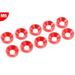 Team Corally - Aluminium Washer - for M5 Flat Head Screws - OD=12mm - Red - 10 pcs