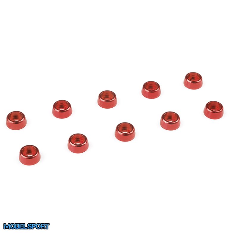 Team Corally - Aluminium Washer - for M2 Socket Head Screws - OD=6mm - Red - 10 pcs