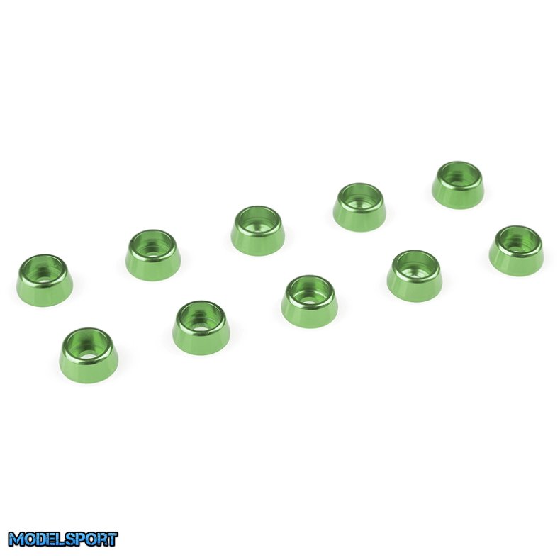 Team Corally - Aluminium Washer - for M2.5 Socket Head Screws - OD=7mm - Green - 10 pcs