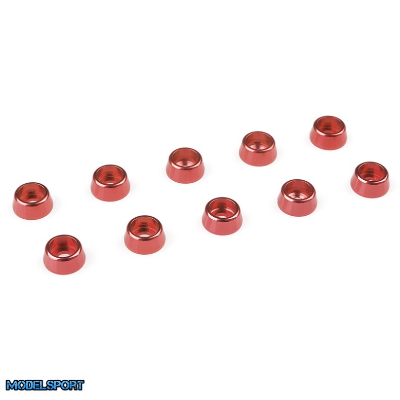 Team Corally - Aluminium Washer - for M2.5 Socket Head Screws - OD=7mm - Red - 10 pcs