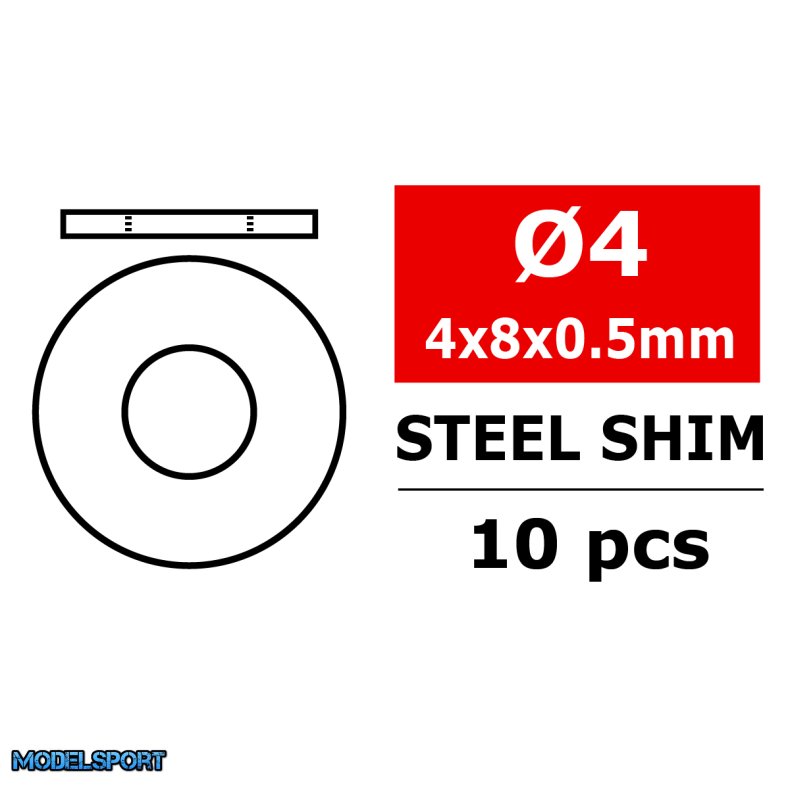 Team Corally - Steel Metric Shim - 4x8x0,5mm - 10 pcs
