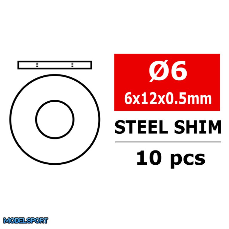 Team Corally - Steel Metric Shim - 6,0x12x0,5mm - 10 pcs