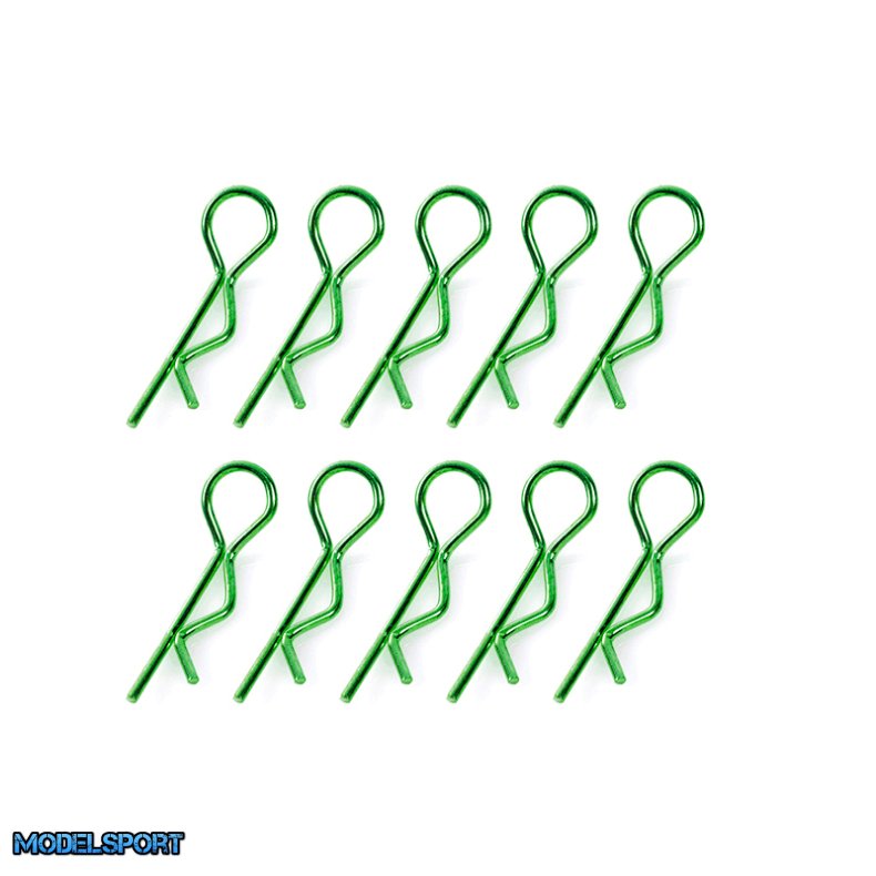 Team Corally - Body Clips - 45&deg; Bent - Small - Green - 10 pcs