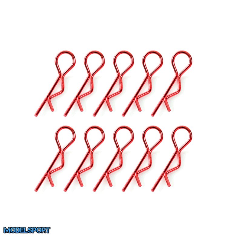 Team Corally - Body Clips - 45&deg; Bent - Small - Red - 10 pcs
