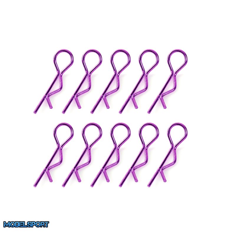 Team Corally - Body Clips - 45&deg; Bent - Small - Purple - 10 pcs