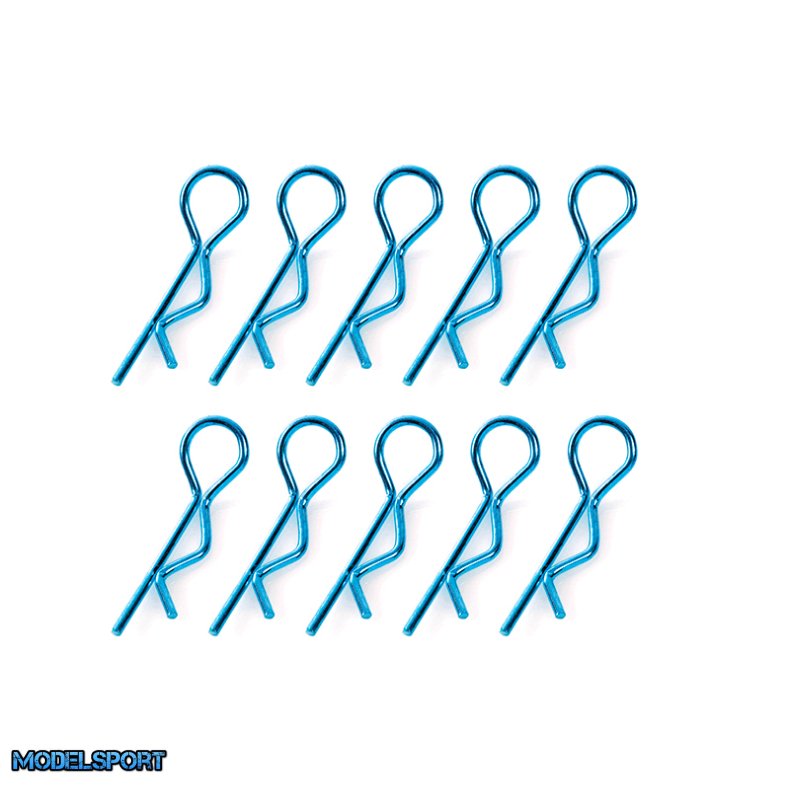 Team Corally - Body Clips - 45&deg; Bent - Small - Blue - 10 pcs
