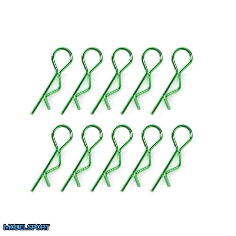 Team Corally - Body Clips - 45&deg; Bent - Large - Green - 10 pcs