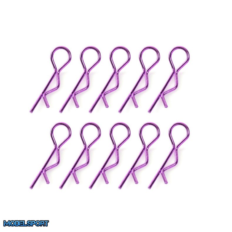 Team Corally - Body Clips - 45&deg; Bent - Large - Purple - 10 pcs