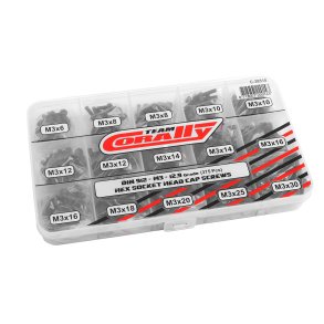 Team Corally - Screw Set M3 - Hex Socket Head - DIN912 - Steel Black - 12.9 Grade - 15 Sizes - 375 pcs